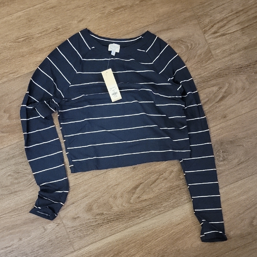 Navy and White Striped Long Sleeve Tee